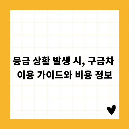 응급 상황 발생 시, 구급차 이용 가이드와 비용 정보