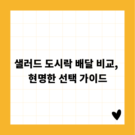 샐러드 도시락 배달 비교, 현명한 선택 가이드