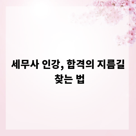 세무사 인강, 합격의 지름길 찾는 법