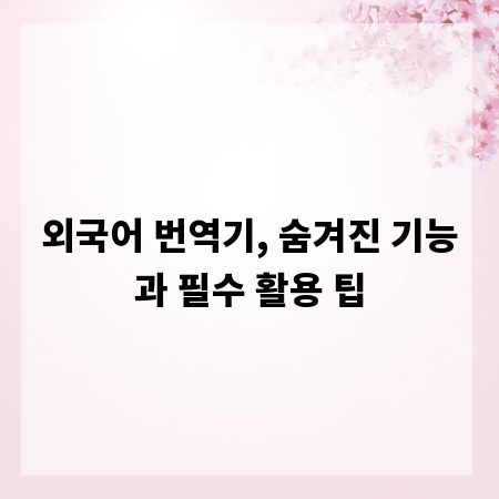 외국어 번역기, 숨겨진 기능과 필수 활용 팁