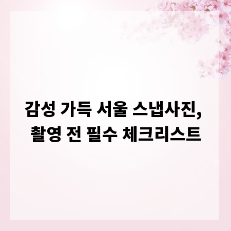 감성 가득 서울 스냅사진, 촬영 전 필수 체크리스트