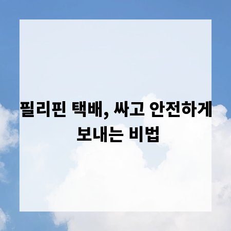 필리핀 택배, 싸고 안전하게 보내는 비법