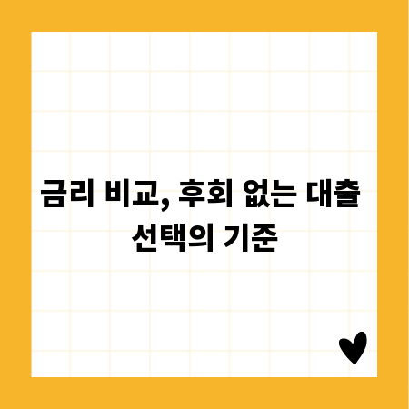 금리 비교, 후회 없는 대출 선택의 기준