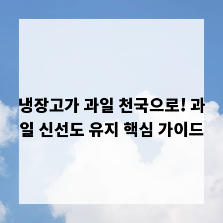 냉장고가 과일 천국으로! 과일 신선도 유지 핵심 가이드