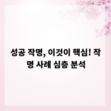 성공 작명, 이것이 핵심! 작명 사례 심층 분석