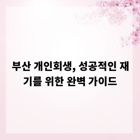 부산 개인회생, 성공적인 재기를 위한 완벽 가이드