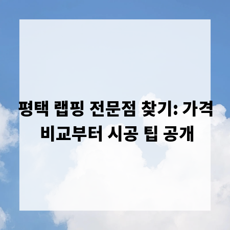 평택 랩핑 전문점 찾기: 가격 비교부터 시공 팁 공개