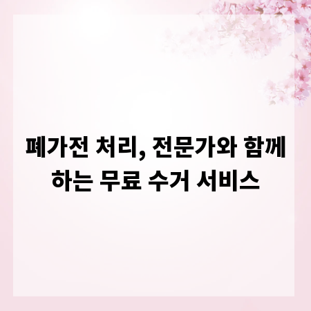 폐가전 처리, 전문가와 함께하는 무료 수거 서비스