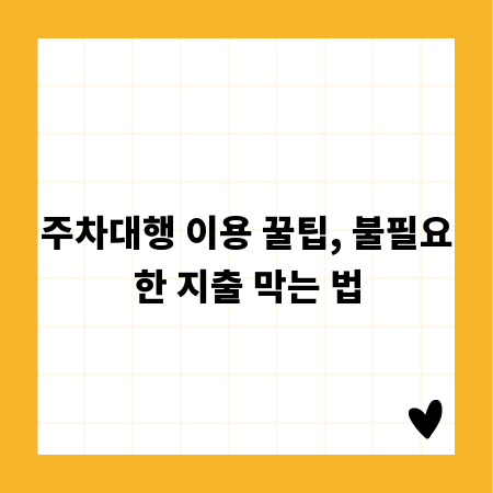 주차대행 이용 꿀팁, 불필요한 지출 막는 법