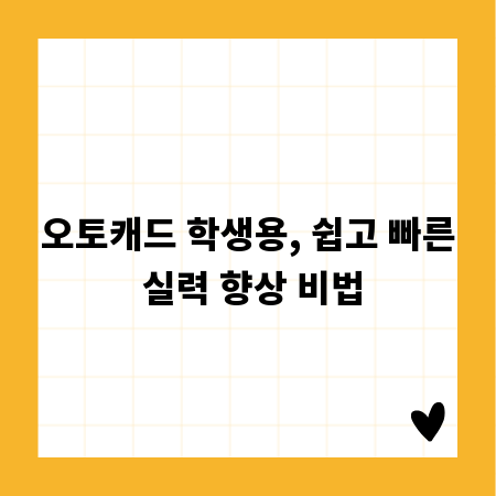 오토캐드 학생용, 쉽고 빠른 실력 향상 비법