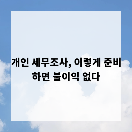 개인 세무조사, 이렇게 준비하면 불이익 없다