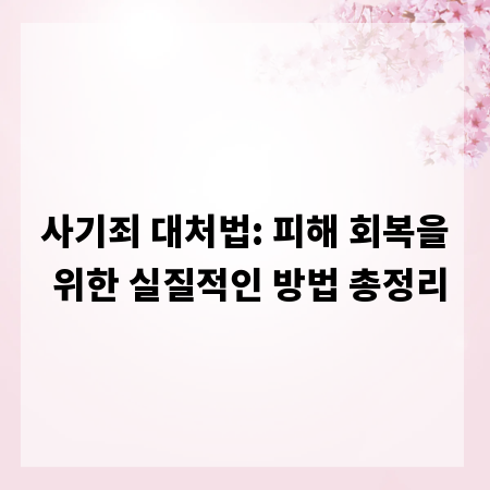 사기죄 대처법: 피해 회복을 위한 실질적인 방법 총정리