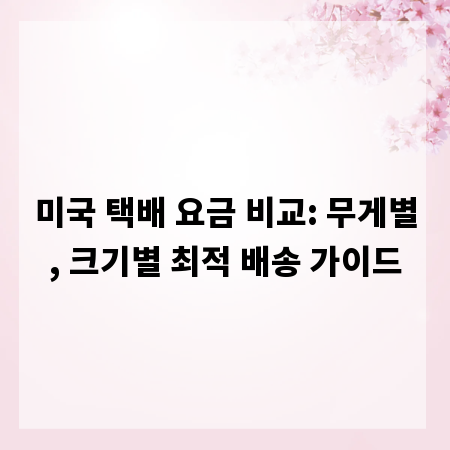 미국 택배 요금 비교: 무게별, 크기별 최적 배송 가이드