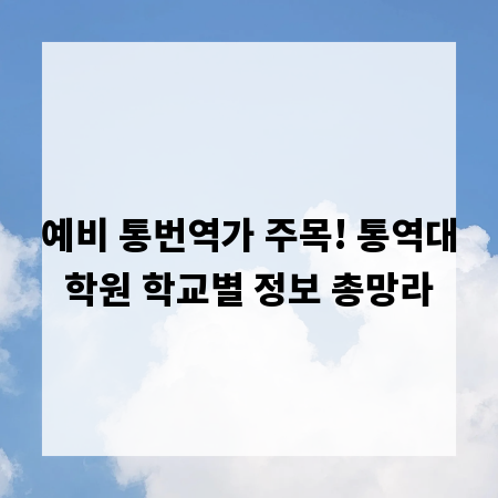 예비 통번역가 주목! 통역대학원 학교별 정보 총망라