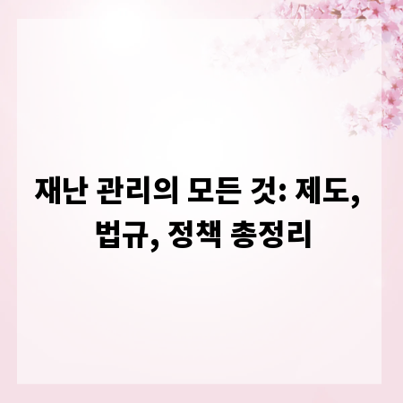 재난 관리의 모든 것: 제도, 법규, 정책 총정리