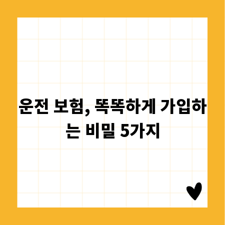 운전 보험, 똑똑하게 가입하는 비밀 5가지