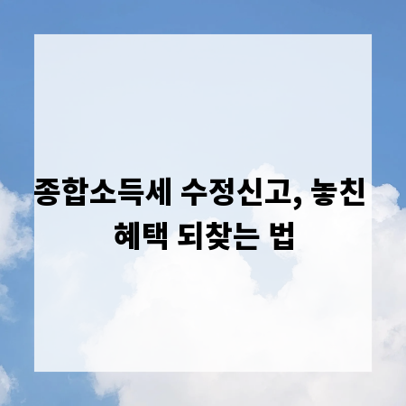 종합소득세 수정신고, 놓친 혜택 되찾는 법