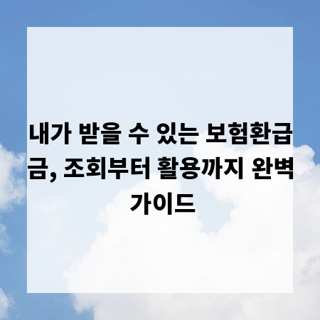 내가 받을 수 있는 보험환급금, 조회부터 활용까지 완벽 가이드