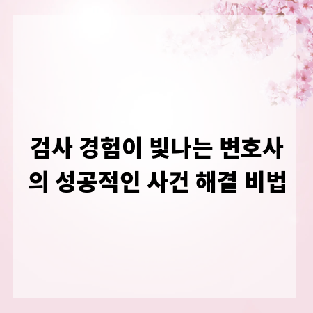 검사 경험이 빛나는 변호사의 성공적인 사건 해결 비법