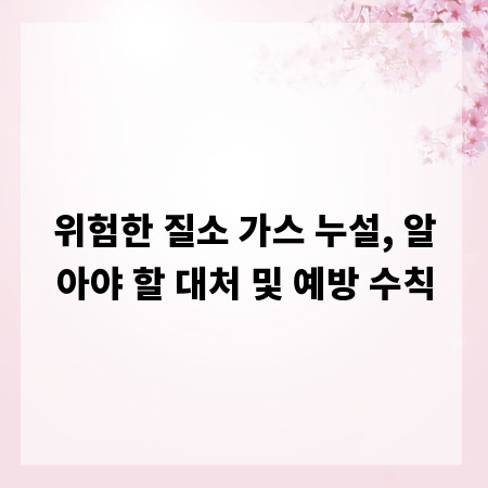 위험한 질소 가스 누설, 알아야 할 대처 및 예방 수칙