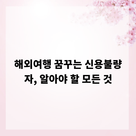 해외여행 꿈꾸는 신용불량자, 알아야 할 모든 것