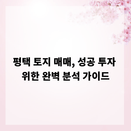 평택 토지 매매, 성공 투자 위한 완벽 분석 가이드