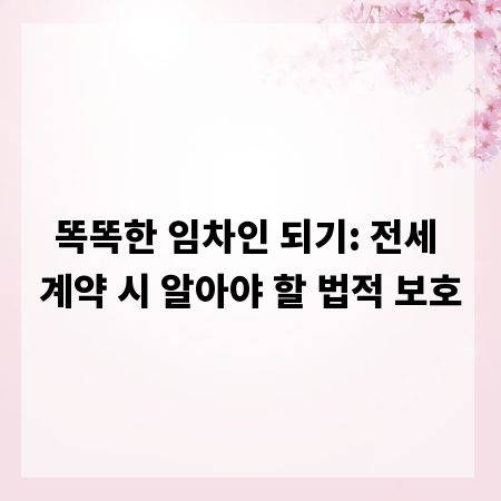 똑똑한 임차인 되기: 전세 계약 시 알아야 할 법적 보호