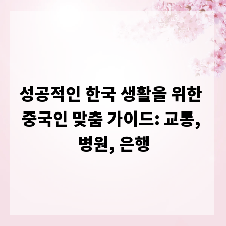 성공적인 한국 생활을 위한 중국인 맞춤 가이드: 교통, 병원, 은행