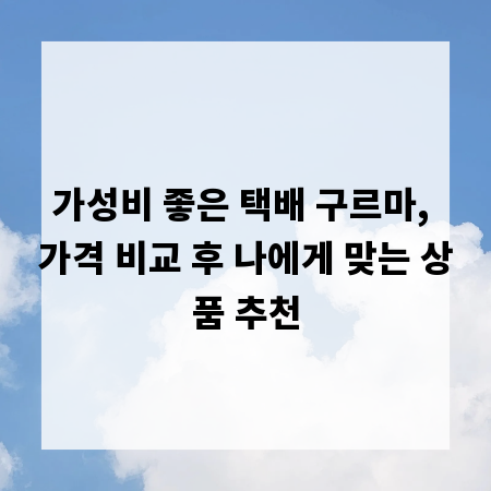 가성비 좋은 택배 구르마, 가격 비교 후 나에게 맞는 상품 추천