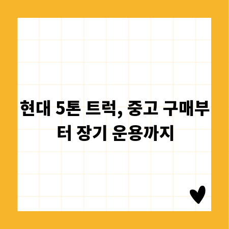 현대 5톤 트럭, 중고 구매부터 장기 운용까지