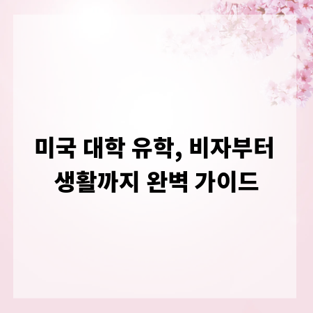 미국 대학 유학, 비자부터 생활까지 완벽 가이드