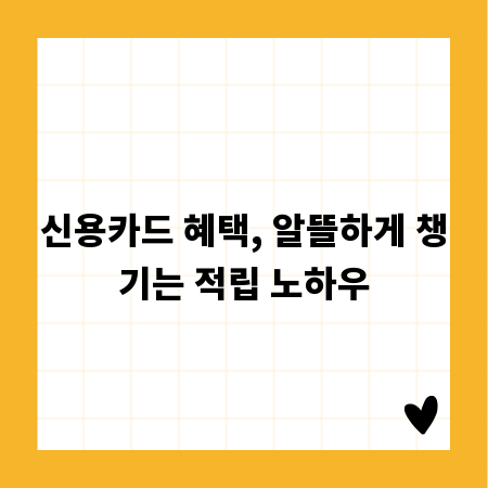 신용카드 혜택, 알뜰하게 챙기는 적립 노하우