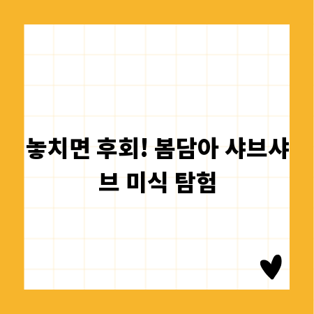 놓치면 후회! 봄담아 샤브샤브 미식 탐험