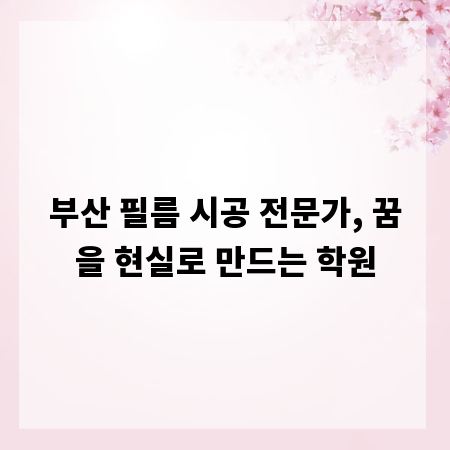 부산 필름 시공 전문가, 꿈을 현실로 만드는 학원