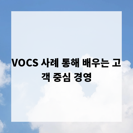 VOCS 사례 통해 배우는 고객 중심 경영