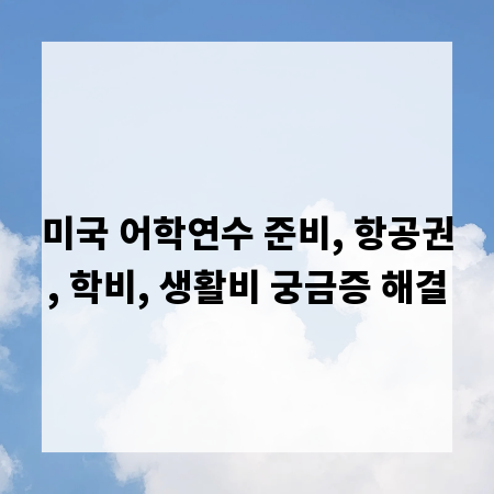 미국 어학연수 준비, 항공권, 학비, 생활비 궁금증 해결