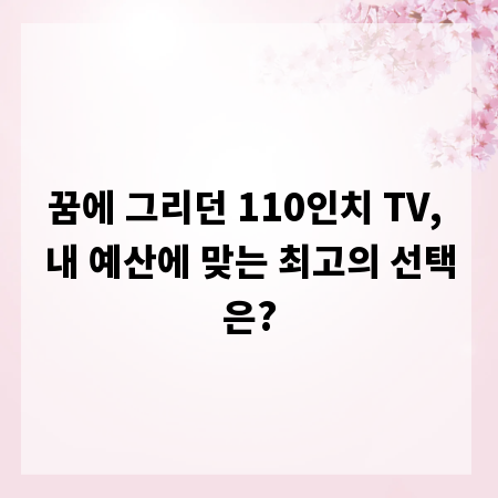 꿈에 그리던 110인치 TV, 내 예산에 맞는 최고의 선택은?