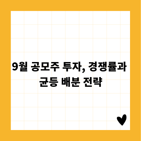 9월 공모주 투자, 경쟁률과 균등 배분 전략