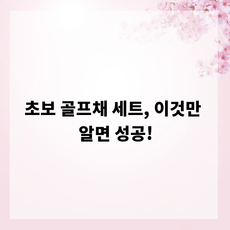 초보 골프채 세트, 이것만 알면 성공!