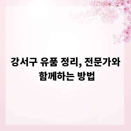 강서구 유품 정리, 전문가와 함께하는 방법