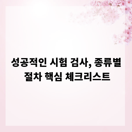 성공적인 시험 검사, 종류별 절차 핵심 체크리스트