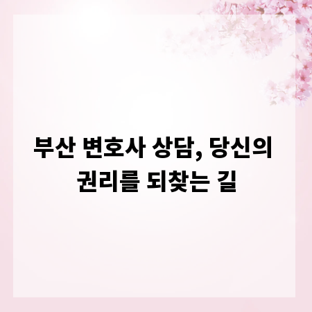부산 변호사 상담, 당신의 권리를 되찾는 길