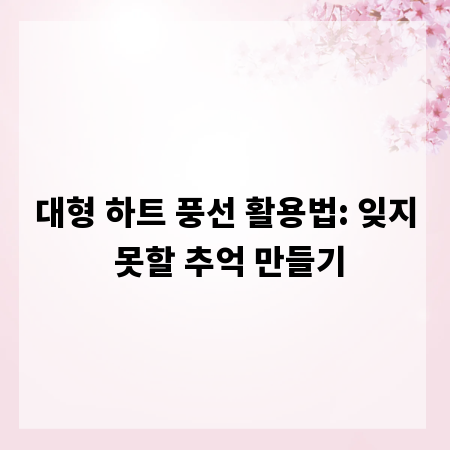 대형 하트 풍선 활용법: 잊지 못할 추억 만들기