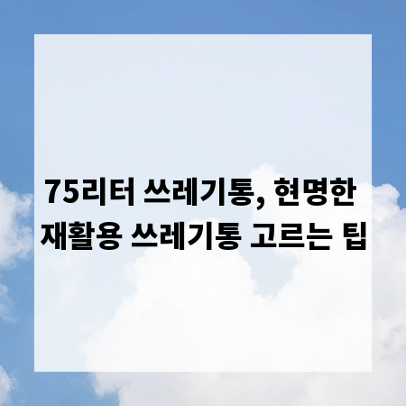 75리터 쓰레기통, 현명한 재활용 쓰레기통 고르는 팁