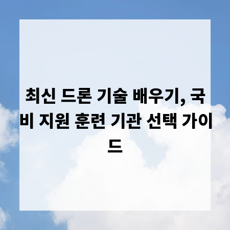 최신 드론 기술 배우기, 국비 지원 훈련 기관 선택 가이드