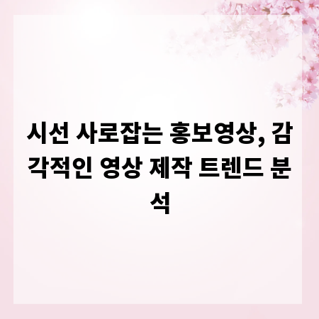 시선 사로잡는 홍보영상, 감각적인 영상 제작 트렌드 분석