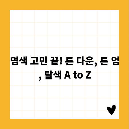 염색 고민 끝! 톤 다운, 톤 업, 탈색 A to Z