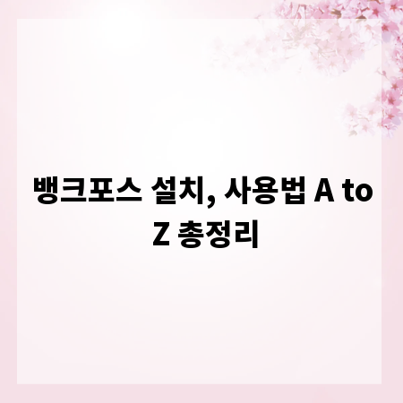 뱅크포스 설치, 사용법 A to Z 총정리
