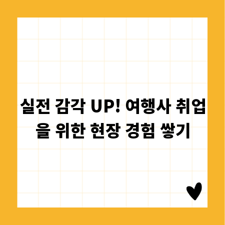 실전 감각 UP! 여행사 취업을 위한 현장 경험 쌓기