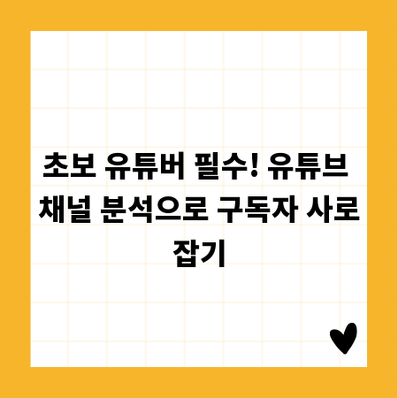 초보 유튜버 필수! 유튜브 채널 분석으로 구독자 사로잡기